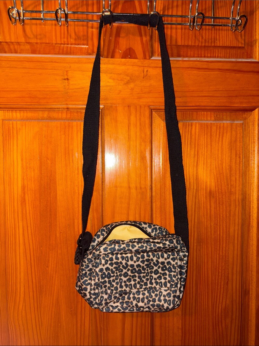 SHEIN Leopard Print Crossbody in Tan and Black with Yellow Lining